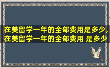 在美留学一年的全部费用是多少,在美留学一年的全部费用 是多少